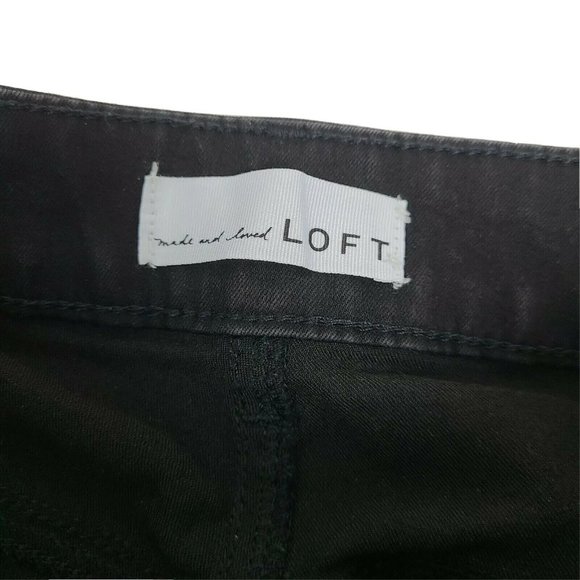 ANN TAYLOR LOFT Solid All Black Slim Leg Curvy Skinny Jeans Womens Size 0/25 - Picture 3 of 5